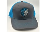 HF Cube Embroidered Cap - Neon blue - Grey Steel Snapback Trucker Cap