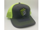 HF Cube Embroidered Cap - Neon Yellow - Grey Steel Snapback Trucker Cap